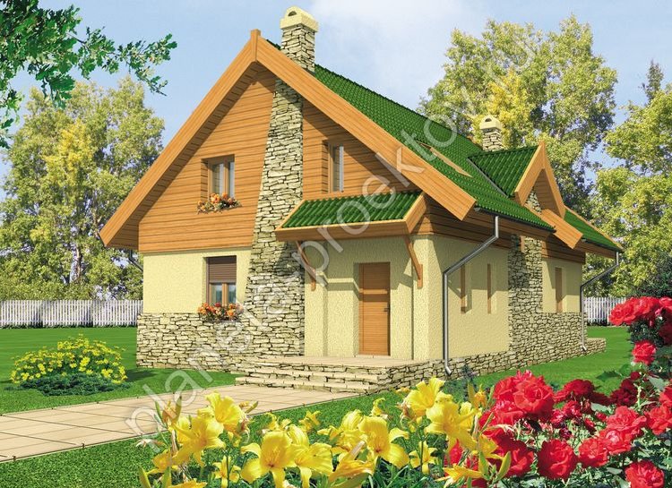 Дом в стиле шале из бетона и дерева фото