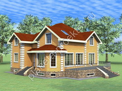 Проект кирпичного дома с верандой 11-111