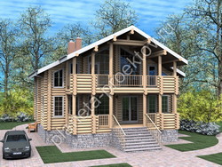 Проект двухэтажного дома из бревна 14-103