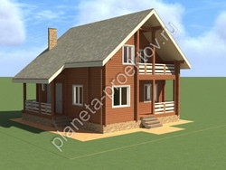 Проект деревянного дома из бруса с мансардой 10-110s